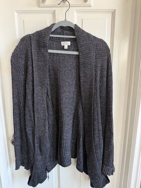 Market & Spruce Dark Charcoal Open-Front Knit Cardigan